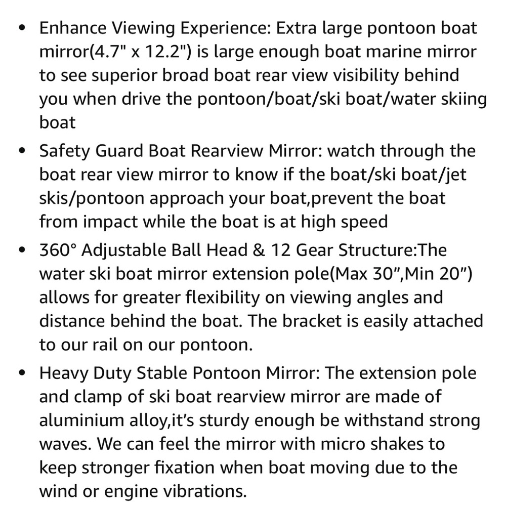 Pontoon Rear View Mirror - Picture 8 of 9